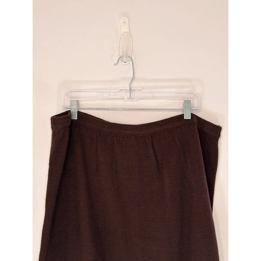 Women's Knit Sweater Skirt Brown White Plus Nordic Stretchy‎ Pull On Cozy 1X